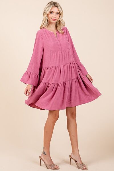 Robe Mittoshop échelonnée avec manches évasées à encoche