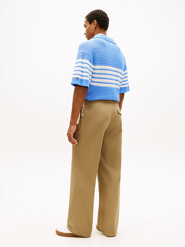 Lightweight Paper Touch Pleated Loose Trousers