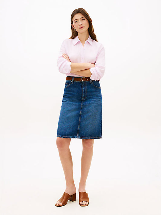 Mid Rise Straight Denim Pencil Skirt