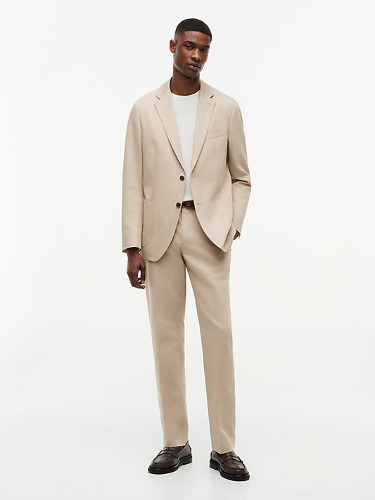 Regular Linen Blend Pressed Crease Trousers