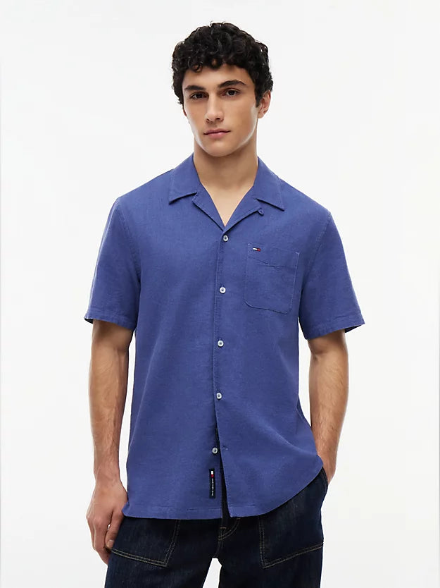 Regular Fit Linen Blend Short Sleeve Shirt