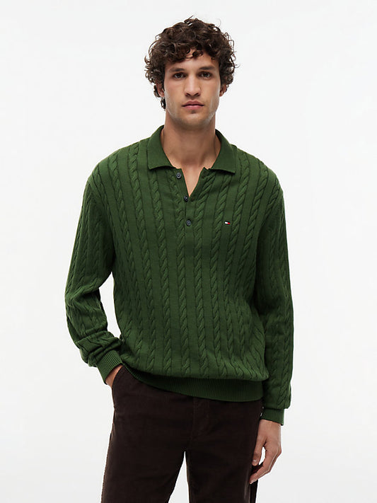 Cable Knit Polo Jumper