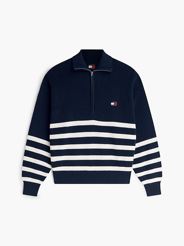 Badge Stripe Quarter-Zip Jumper