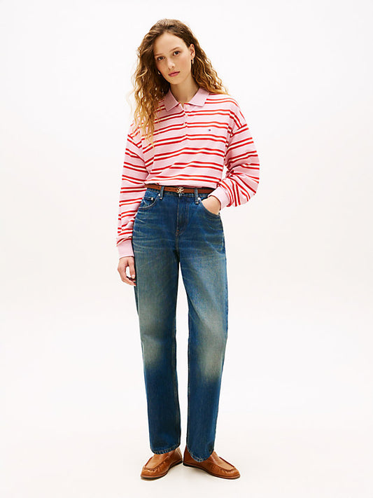 1985 Relaxed Fit Stripe Long Sleeve Polo Shirt