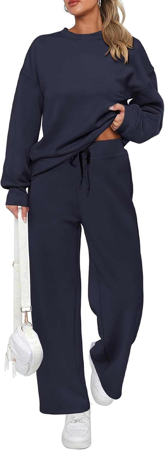Ensemble décontracté deux pièces en coton pour femme : sweat-shirt oversize demi-zippé et pantalon de survêtement large