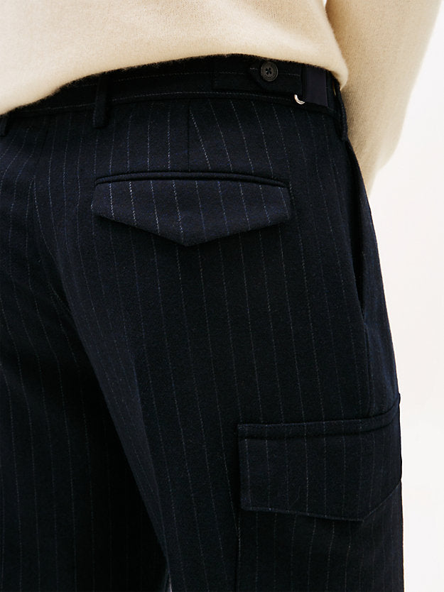 Pinstripe Wool Blend Trousers