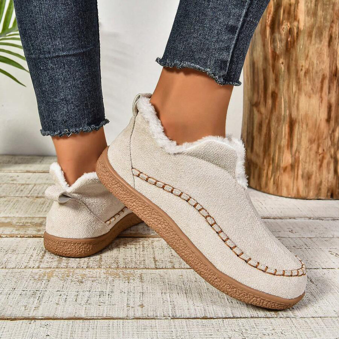 Warme, gefütterte Slip-On Stiefeletten mit rutschfester dicker Sohle