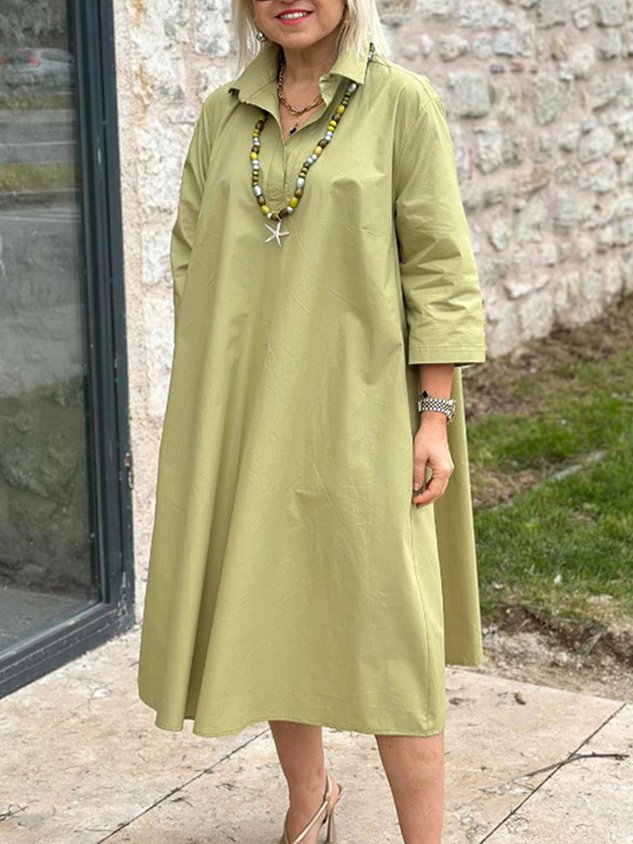 Legeres Maxikleid mit Hemdkragen