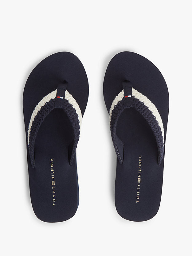 Wedge Heel Woven Flip-Flops