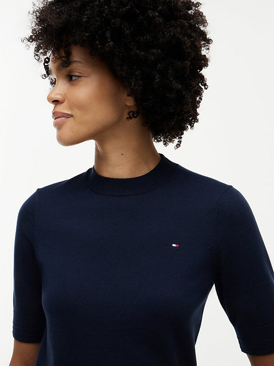Fine Knit Jersey Short Sleeve Jumper