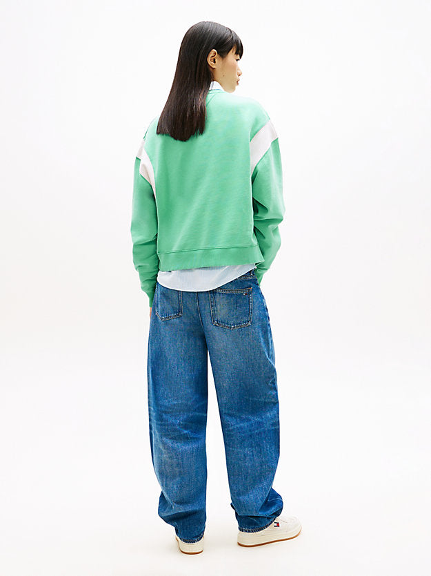 Contrast Logo Embroidery Boxy Sweatshirt