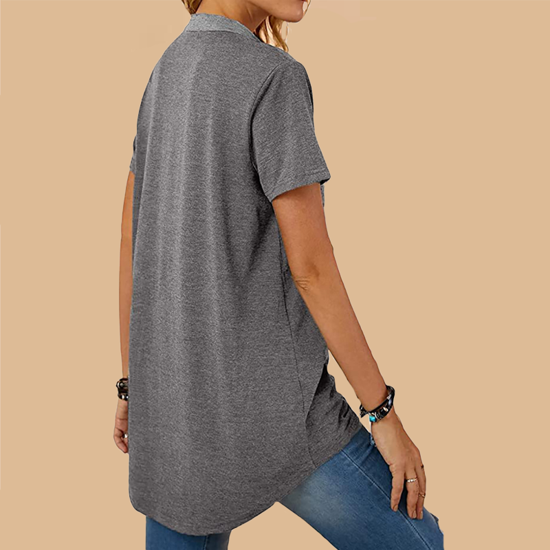 T-shirt décontracté ample à manches courtes et à boutonnage simple