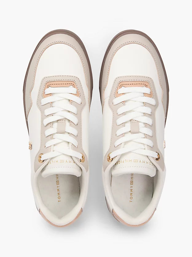 Leather Mixed Texture Cupsole Trainers