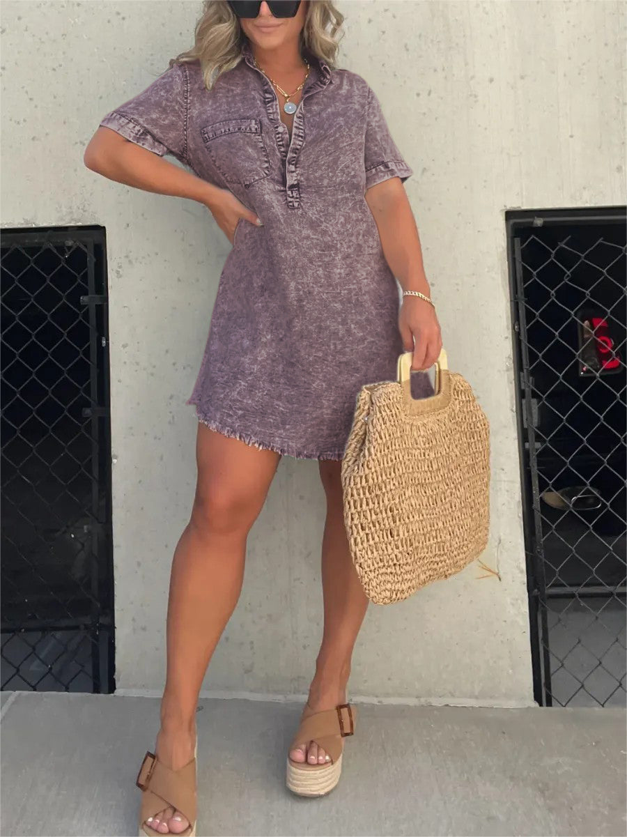 Nouvelle robe chemise lavée pour femme (2 achetées, livraison gratuite)