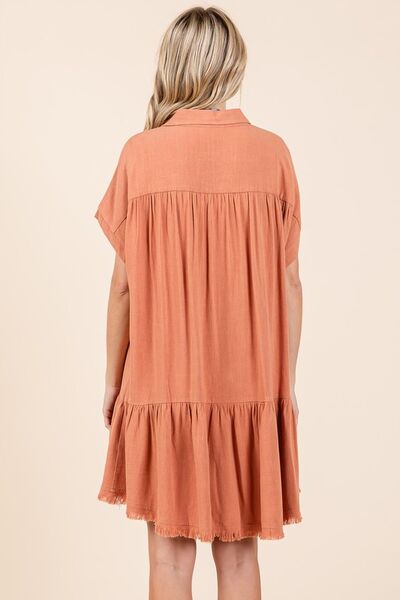 Robe courte chemise boutonnée en mélange de lin Mittoshop