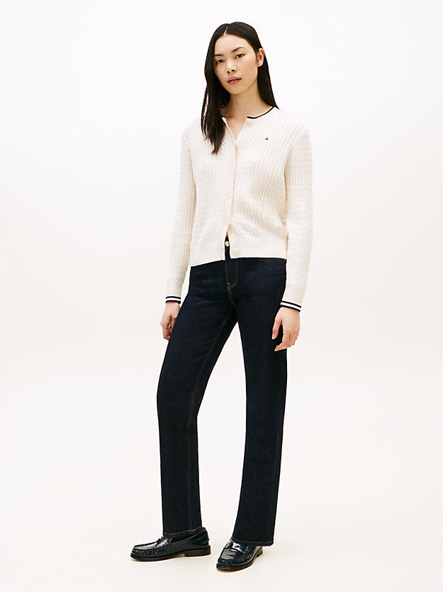 Cable Knit Crew Neck Cardigan