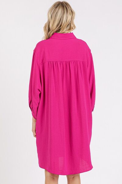 Mini-robe chemise boutonnée à manches 3/4 en tissu respirant Mittoshop