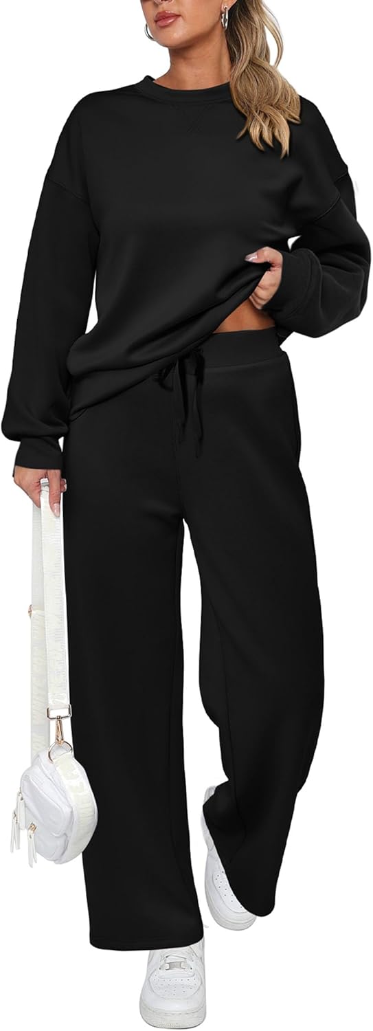 Ensemble décontracté deux pièces en coton pour femme : sweat-shirt oversize demi-zippé et pantalon de survêtement large