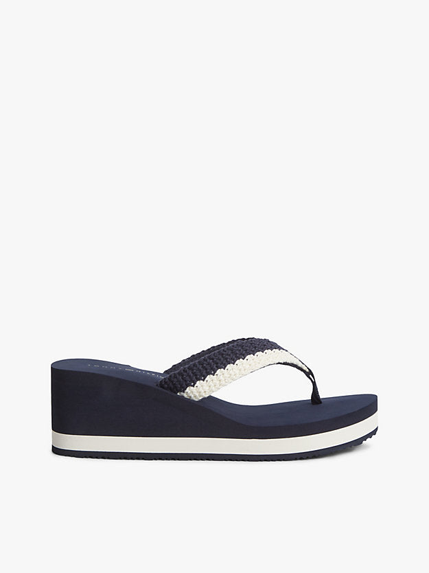 Wedge Heel Woven Flip-Flops