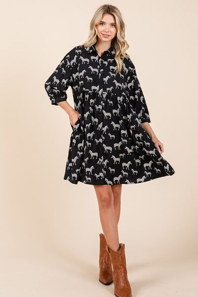 Mini-robe chemise boutonnée à imprimé zèbre Mittoshop