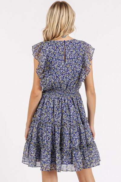 Mini-robe en mousseline de soie à volants et imprimé fleuri Mittoshop