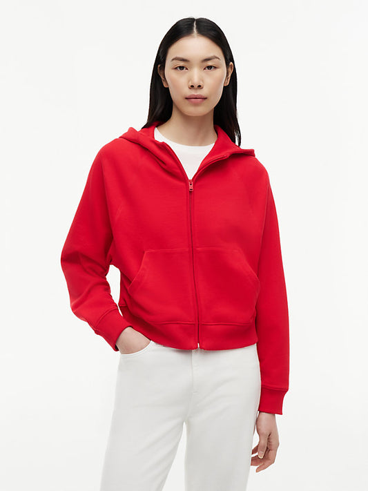 Boxy Sueded Terry Zip-Thru Hoody