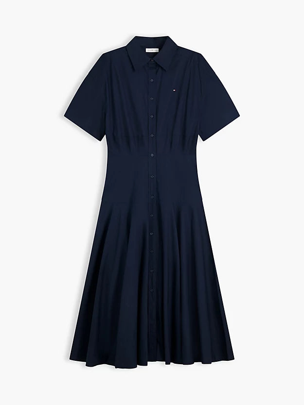 Fit And Flare Poplin Midi Shirt Dress
