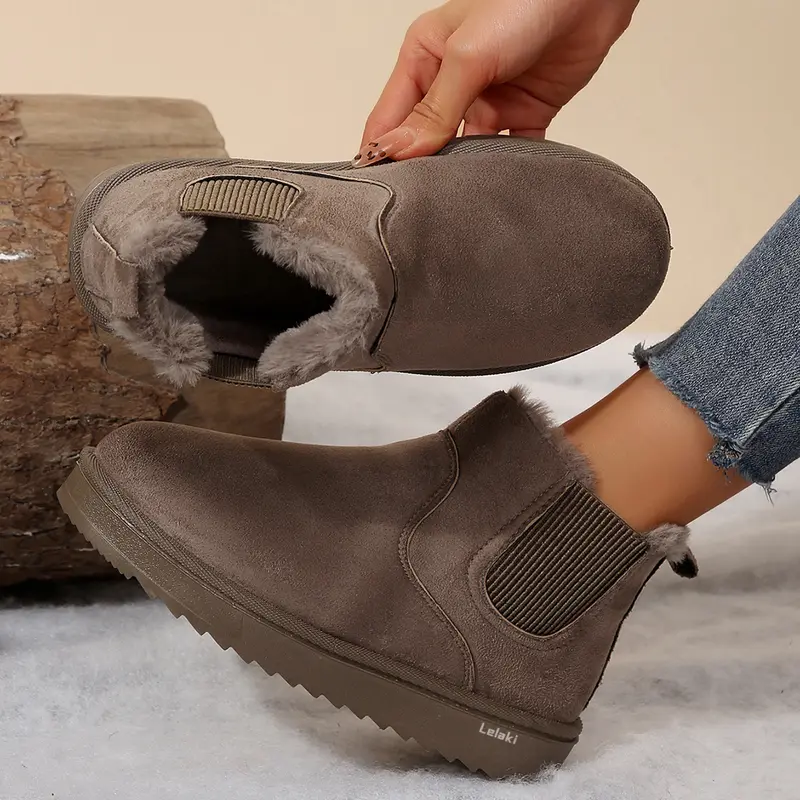🔥 Heute bestellen & 49% RABATT erhalten - Bequeme, runde, flauschig gefütterte Slip-On Knöchel-Winterstiefel