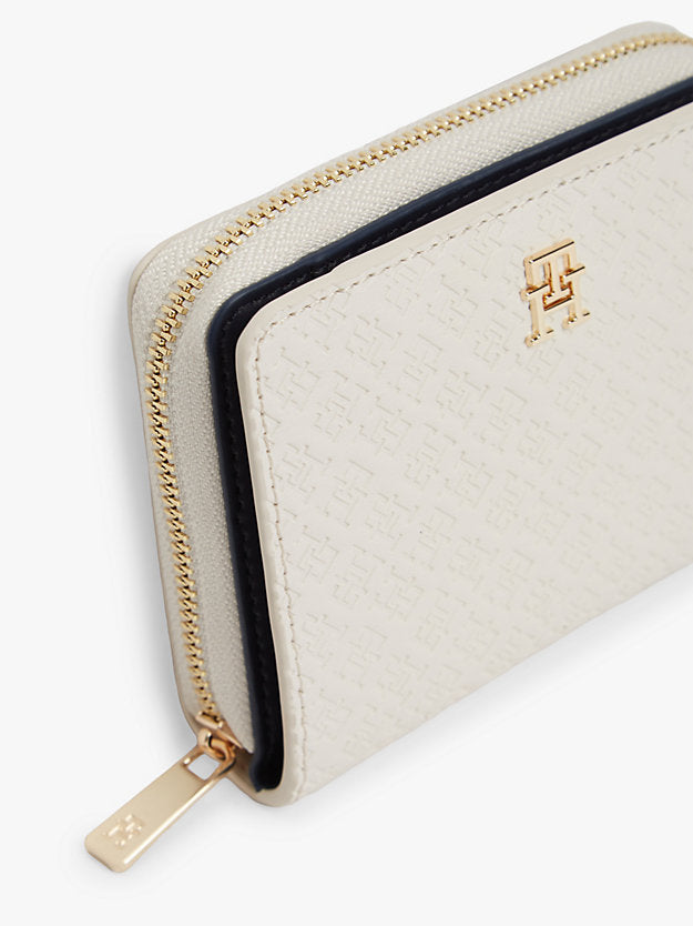 Debossed Zip-Around Flap Wallet
