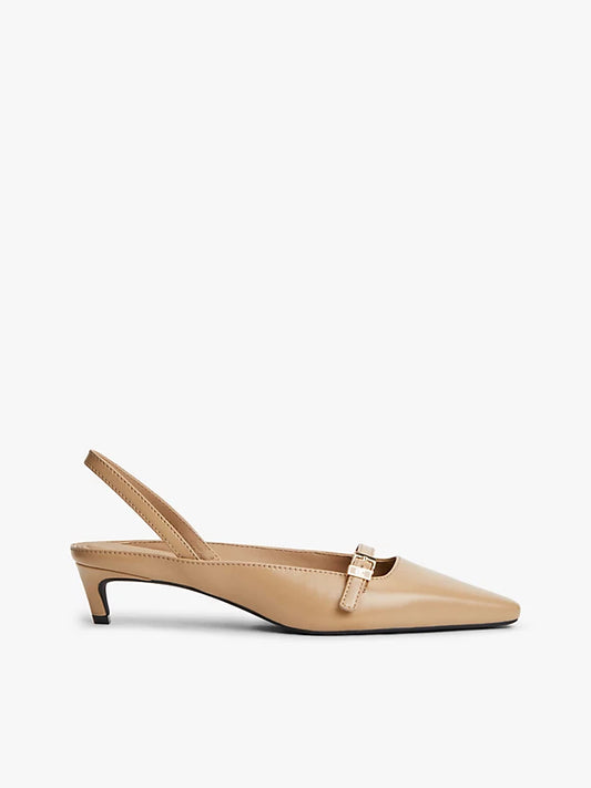 Leather Kitten Heel Slingbacks