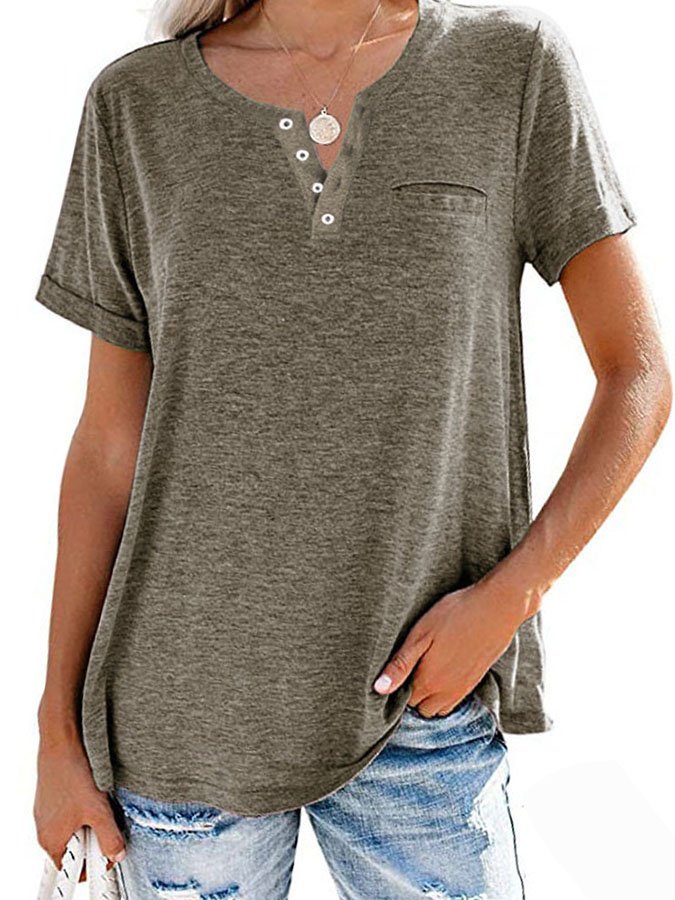 T-shirt uni à poche et manches courtes (3 pour la livraison gratuite)