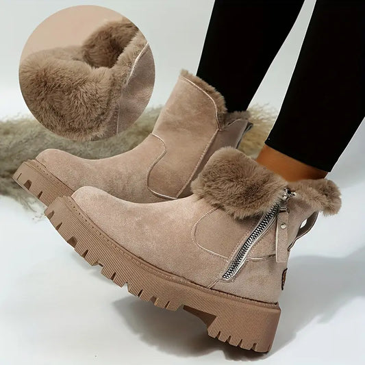 Bottines Martin zippées fourrées pour femme