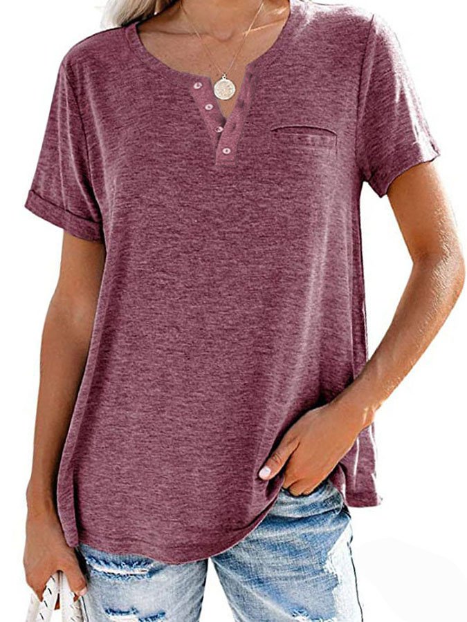 T-shirt uni à poche et manches courtes (3 pour la livraison gratuite)