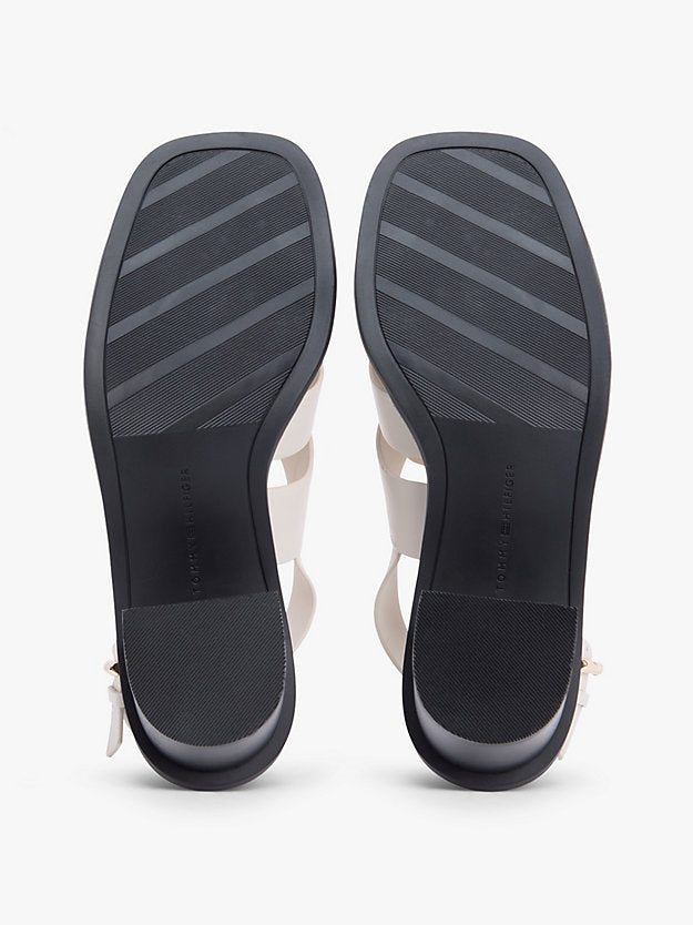 Leather Crest Block Heel Sandals