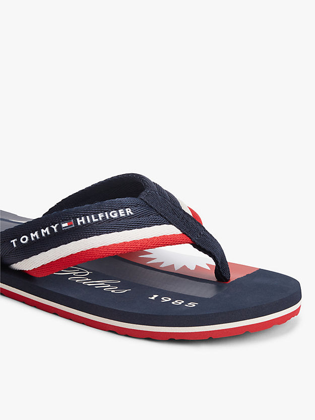Stripe Webbing Strap Flip-Flops