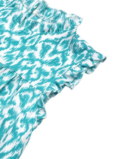 Perfee Bedrucktes ärmelloses Mini-Kleid mit Rüschen