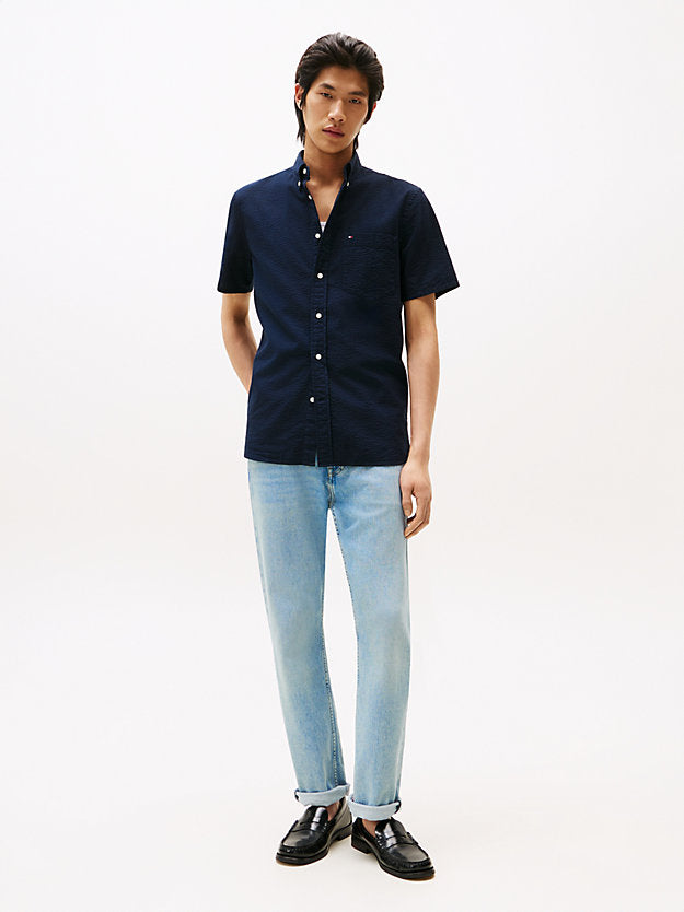 Regular Fit Seersucker Short Sleeve Shirt