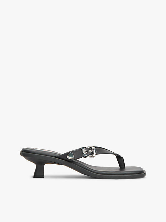 Leather Kitten Heel Toe Post Sandals