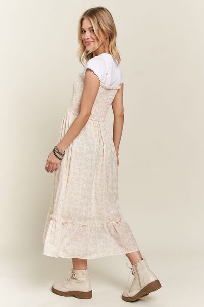 ADORA Gesmoktes geblümtes Camisole-Kleid mit Rüschensaum