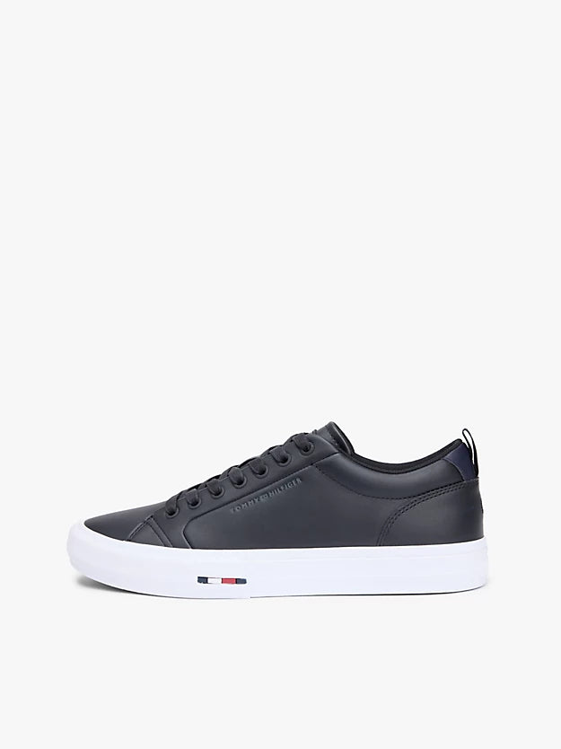 Contrast Midsole Debossed Leather Trainers
