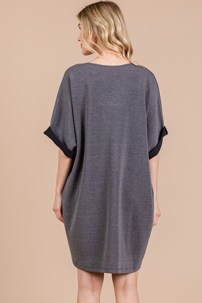 Robe Femme Col V Manches Mi-Longues