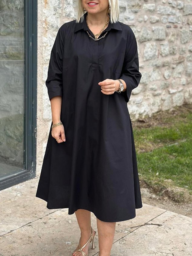 Legeres Maxikleid mit Hemdkragen