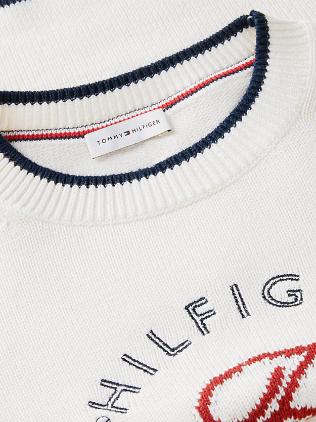 Logo Embroidery Relaxed Crew Neck Jumper