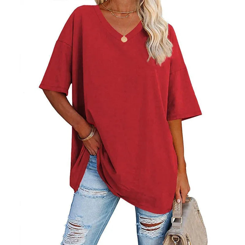 T-shirt ample d'été pour femme (3 articles achetés = livraison gratuite)