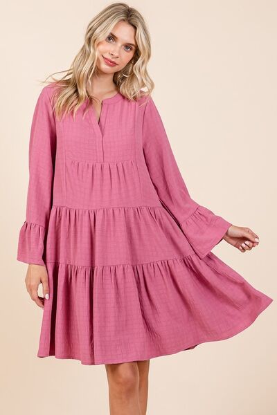 Robe Mittoshop échelonnée avec manches évasées à encoche