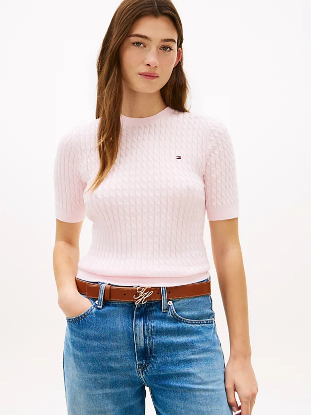 Cable Knit Short Sleeve Jumper