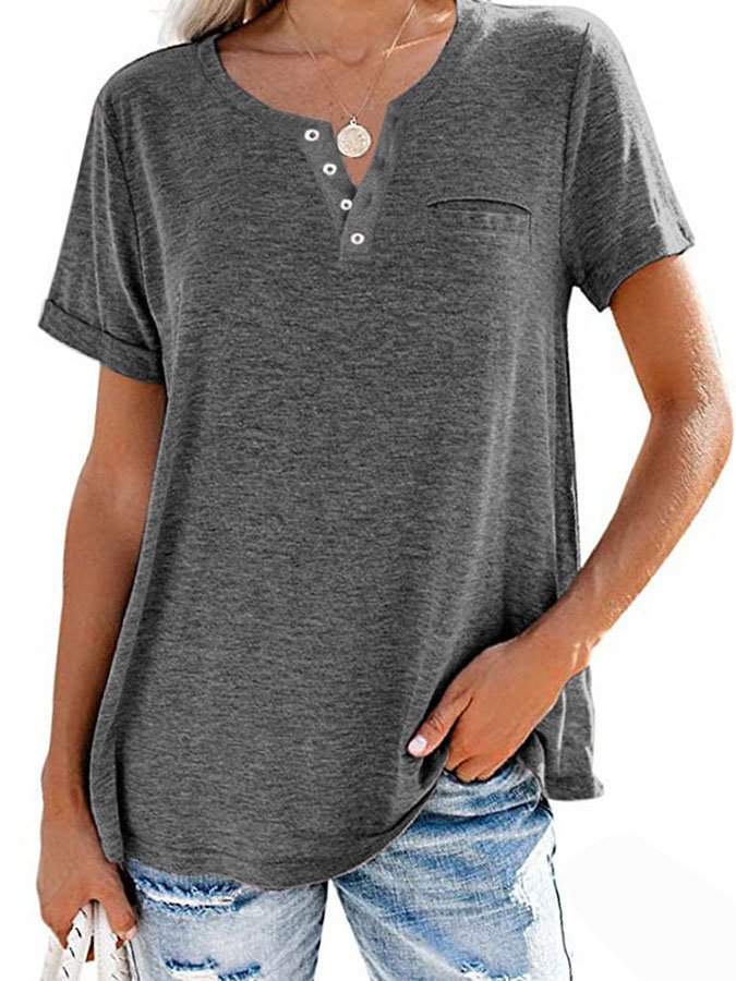 T-shirt uni à poche et manches courtes (3 pour la livraison gratuite)