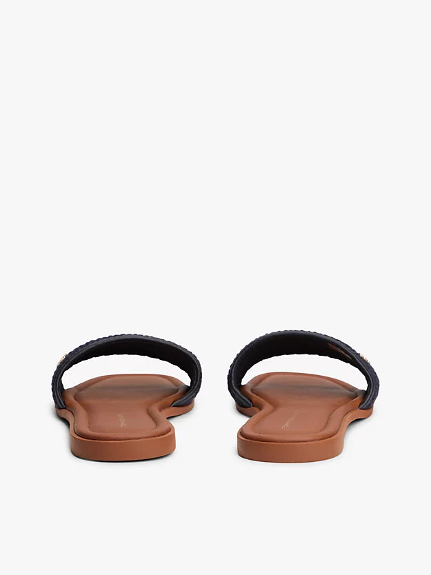 Logo Plaque Colour-Blocked Woven Mules