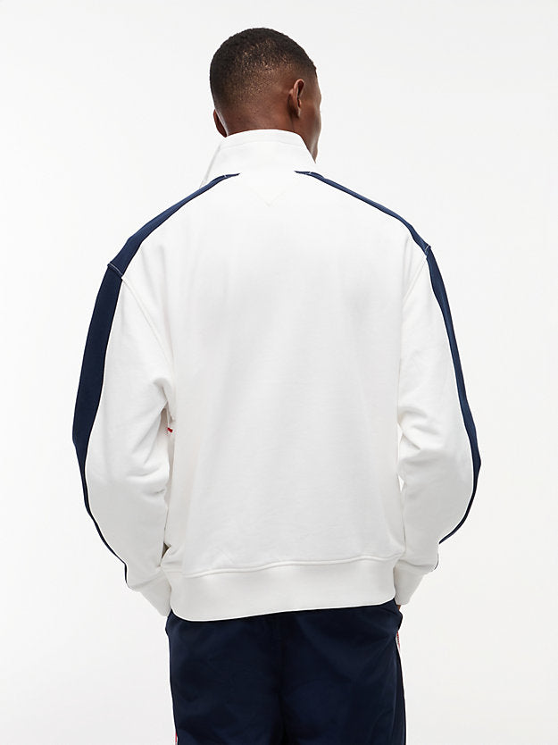 Colour-Blocked Quarter-Zip Relaxed Sweatshirt