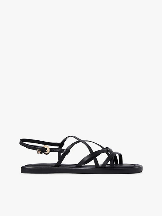 Leather Crossover Strap Flat Sandals